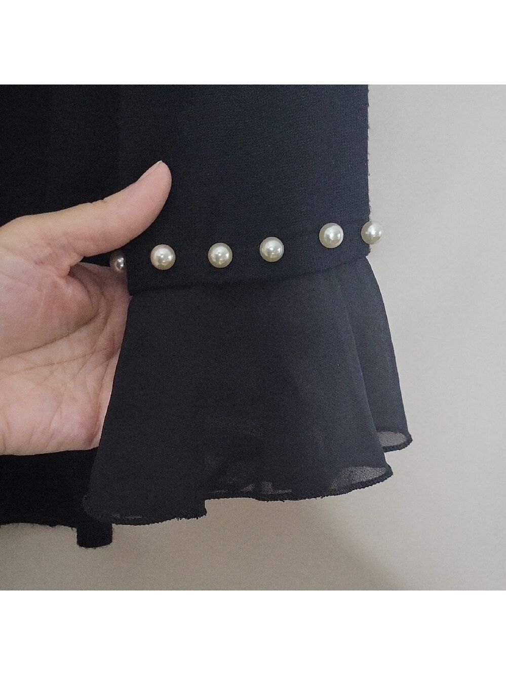 Womens Plus | Cato Black Long Sleeve Top with Pearl Details| BB215Q - Picture 2 of 8